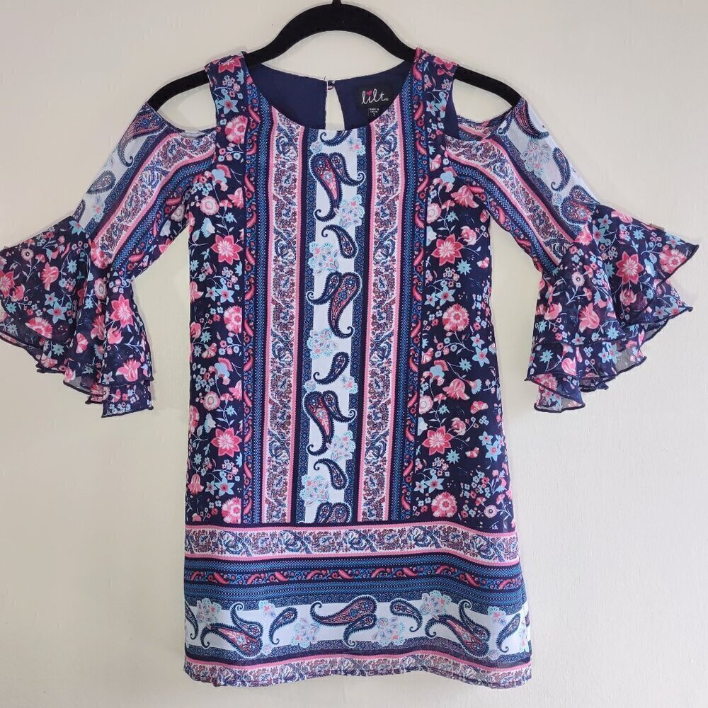Lilt Mixed Floral Dress Size 7 Young Lady Ruffle Special Occasion Party Wedding